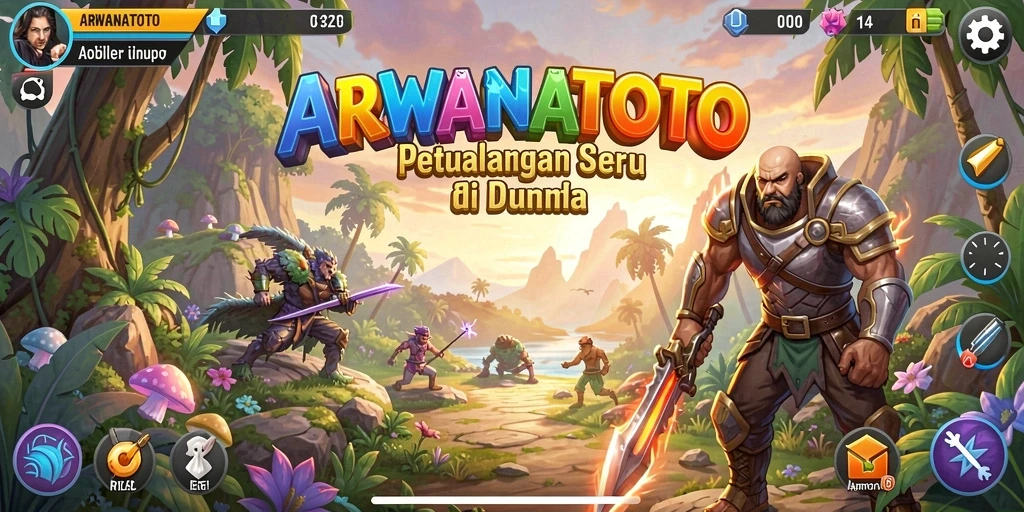 Tampilan gameplay seru ARWANATOTO yang penuh petualangan.