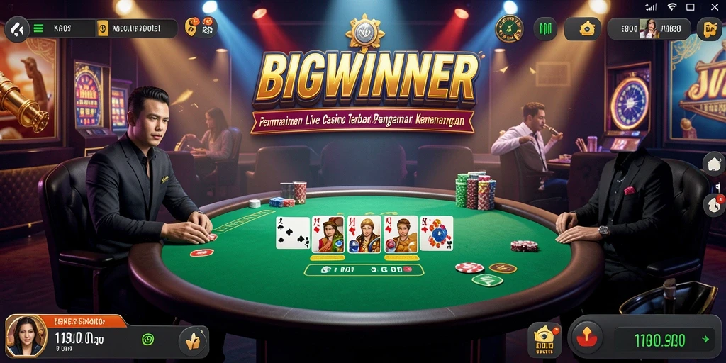 Tampilan aksi seru dalam game Live Casino BIGWINNER.