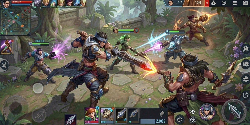 Screenshot gameplay spektakuler dari CINEMA77 di aksi MOBA.
