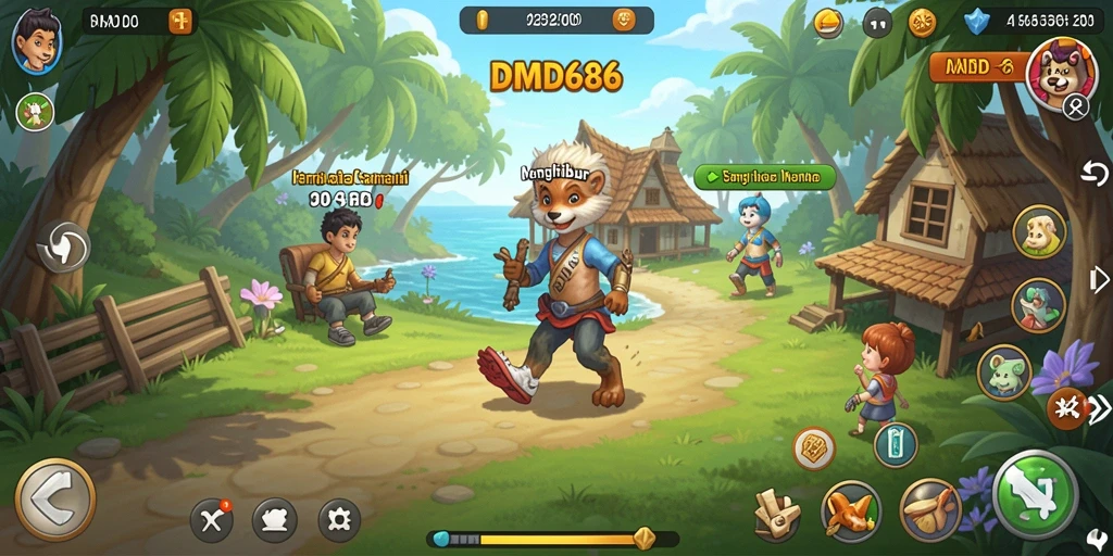 Gambaran gameplay DMD686 yang menyenangkan dan penuh warna.