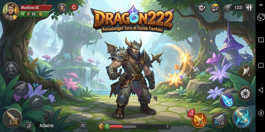 Screenshot gameplay DRAGON222 menampilkan karakter utama menjelajahi hutan misterius.