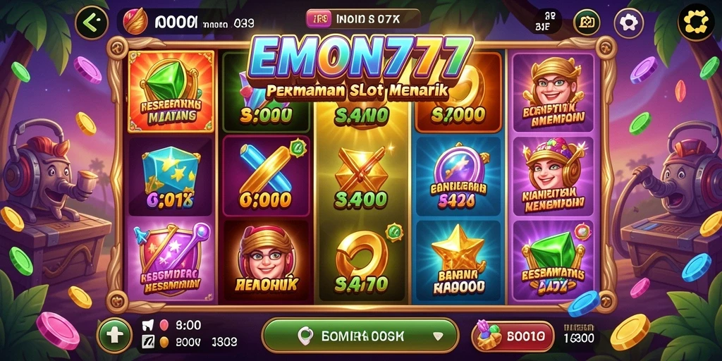 Screenshot gameplay <strong>EMON777</strong> menampilkan slot yang menarik dan penuh warna.
