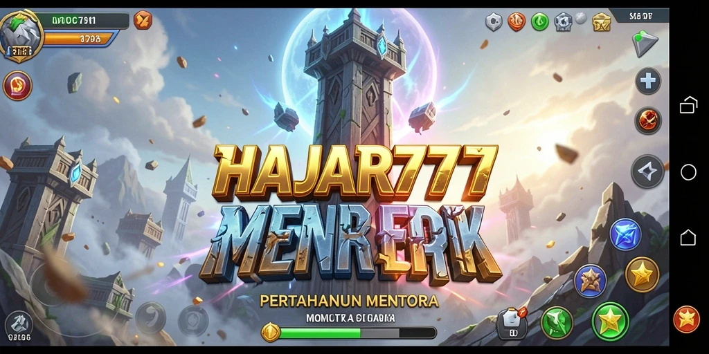 Screenshot gameplay HAJAR777 dengan aksi pertahanan menara yang mendebarkan.
