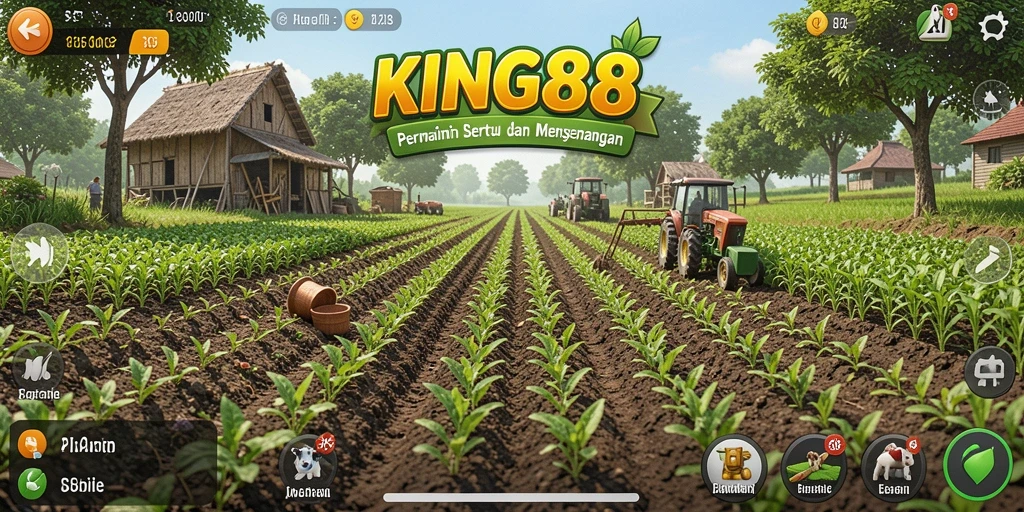 Tampilan gameplay KING88 yang menarik dan seru saat bertani.
