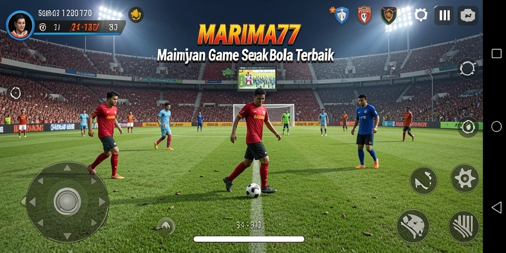 Tampilan gameplay seru dalam <strong>MARIMA77</strong> dengan aksi sepak bola intens.