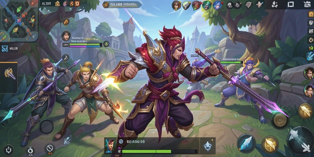 Screenshot gameplay yang menampilkan aksi olahraga seru di MLBB8.