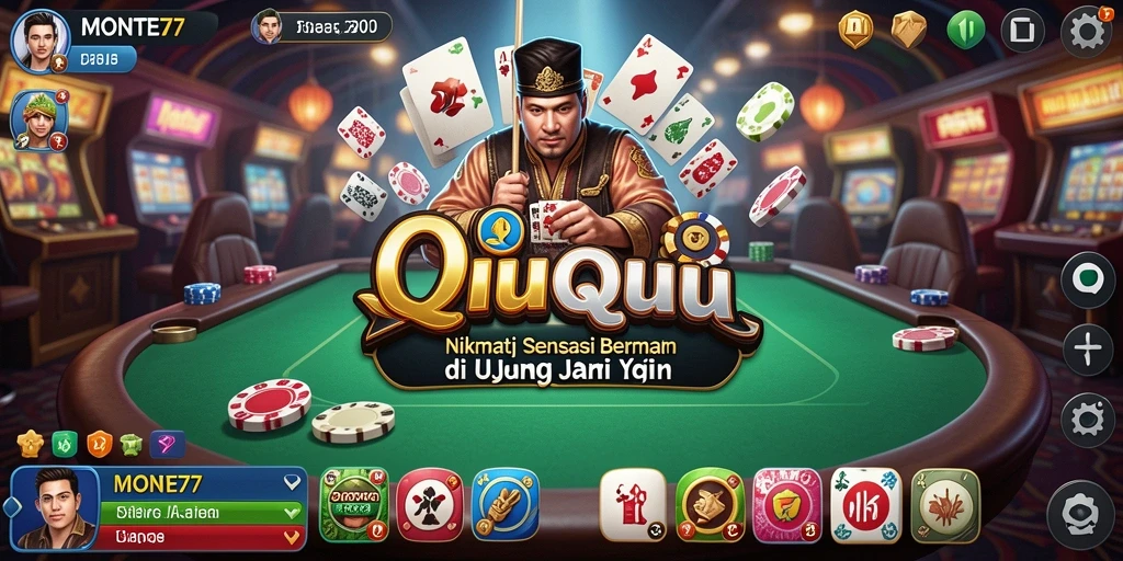Tampilan gameplay seru QiuQiu di MONTE77.