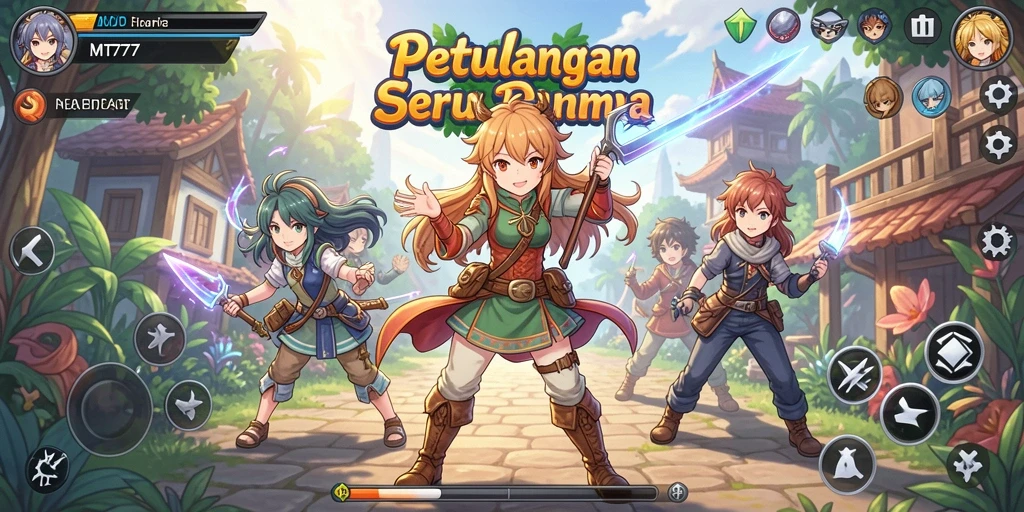Tampilan seru gameplay MT777 dengan karakter Anime yang menarik.