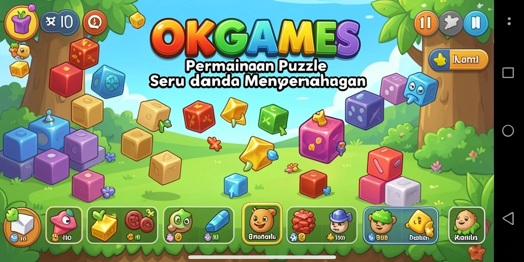 Tampilan gameplay seru dari OKGAMES dalam menyelesaikan puzzle.