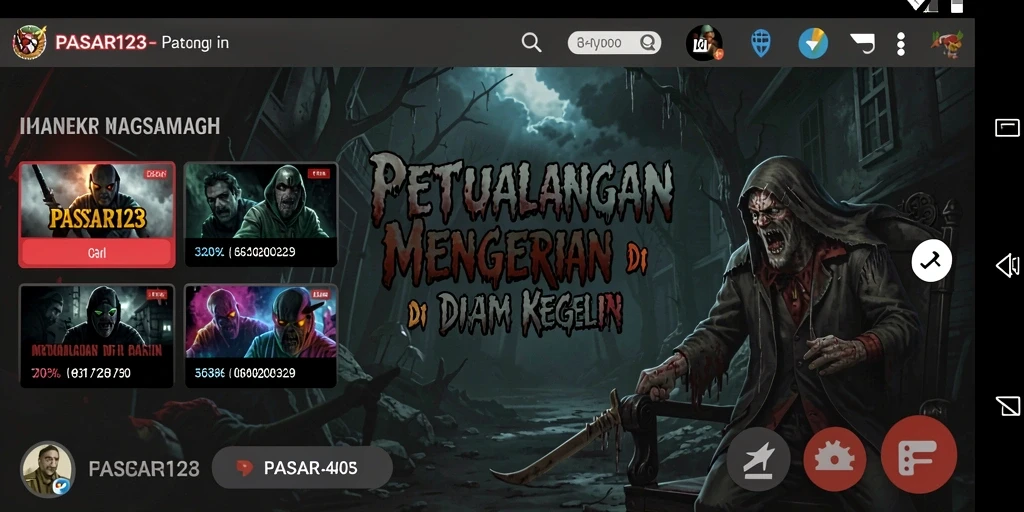 Tampilan gameplay PASAR123 yang seram dan mendebarkan.