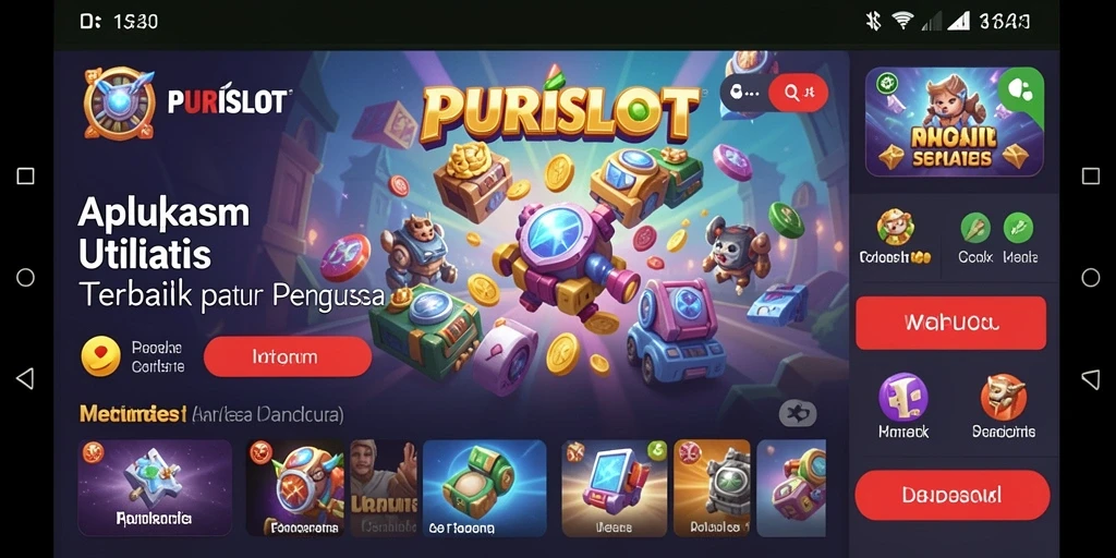 Tampilan utama aplikasi PURISLOT dengan fitur utilitas canggih.