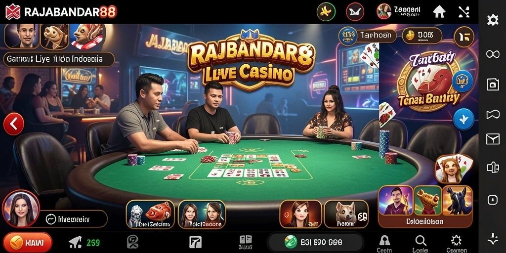 Tampilan gameplay Live Casino yang mendebarkan dari RAJABANDAR88.
