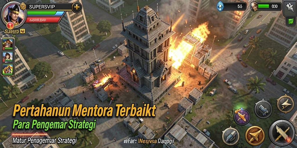 Tampilan menarik dari gameplay Tower Defense di SUPERSVIP.