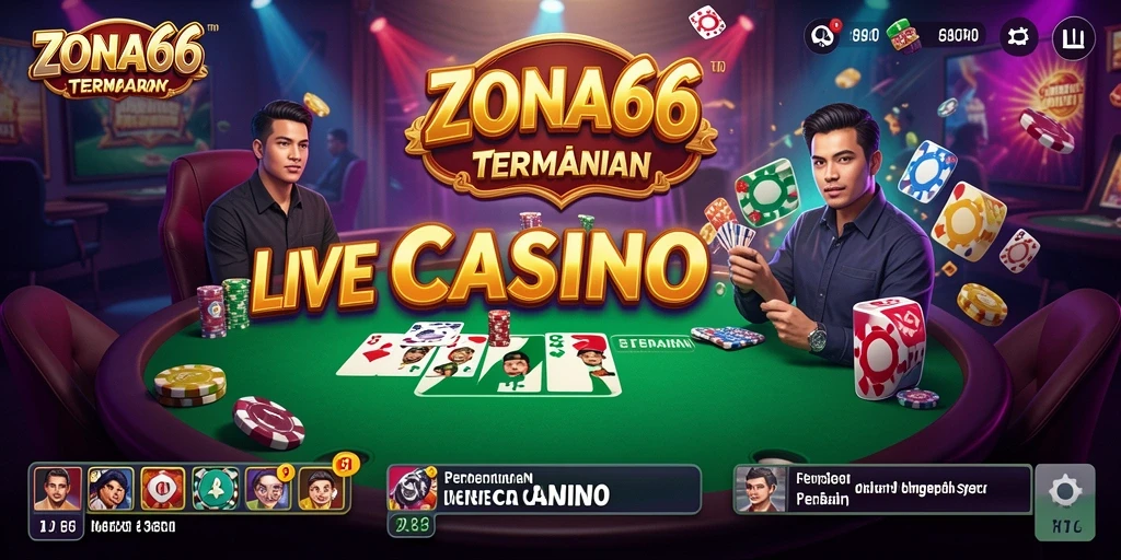 Screenshot ZONA66 menampilkan dealer langsung dalam permainan Live Casino.